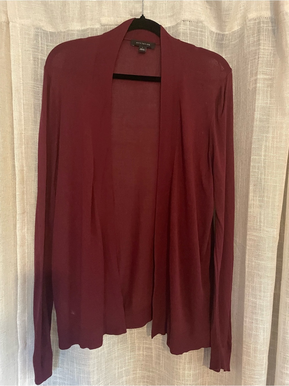 Ann Taylor Open Front Cardigan in Wine